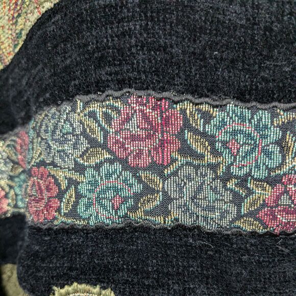Vintage Tapestry Jacket S Patchwork Whimsigoth 90s Artsy Eclectic Floral Black - Picture 10 of 12